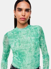 Whistles Green Brushwork Print Mesh Jersey - Image 3 of 5
