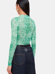 Whistles Green Brushwork Print Mesh Jersey - Image 4 of 5