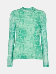 Whistles Green Brushwork Print Mesh Jersey - Image 5 of 5