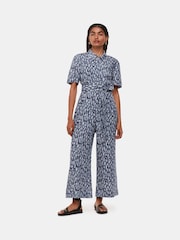 Whistles Blue Flaming Leopard Print Jumpsuit with Linen - Image 1 of 5