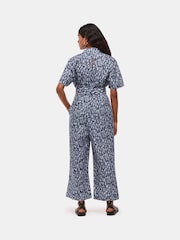 Whistles Blue Flaming Leopard Print Jumpsuit with Linen - Image 2 of 5