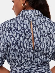 Whistles Blue Flaming Leopard Print Jumpsuit with Linen - Image 3 of 5
