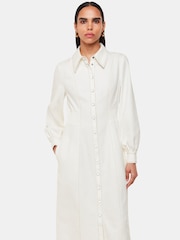 Whistles White Harlowe Denim Midi 100% Cotton Dress - Image 5 of 6