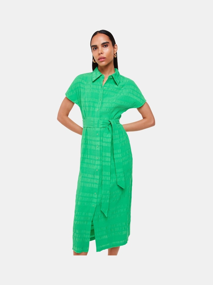 Whistles Green Millie Textured Dress - Image 2 of 5