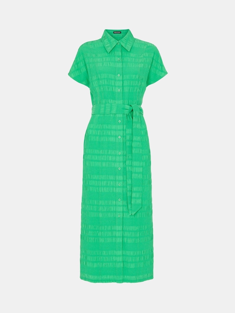 Whistles Green Millie Textured Dress - Image 5 of 5