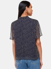 Whistles Blue Spotted Hoop Frill Blouse - Image 2 of 5