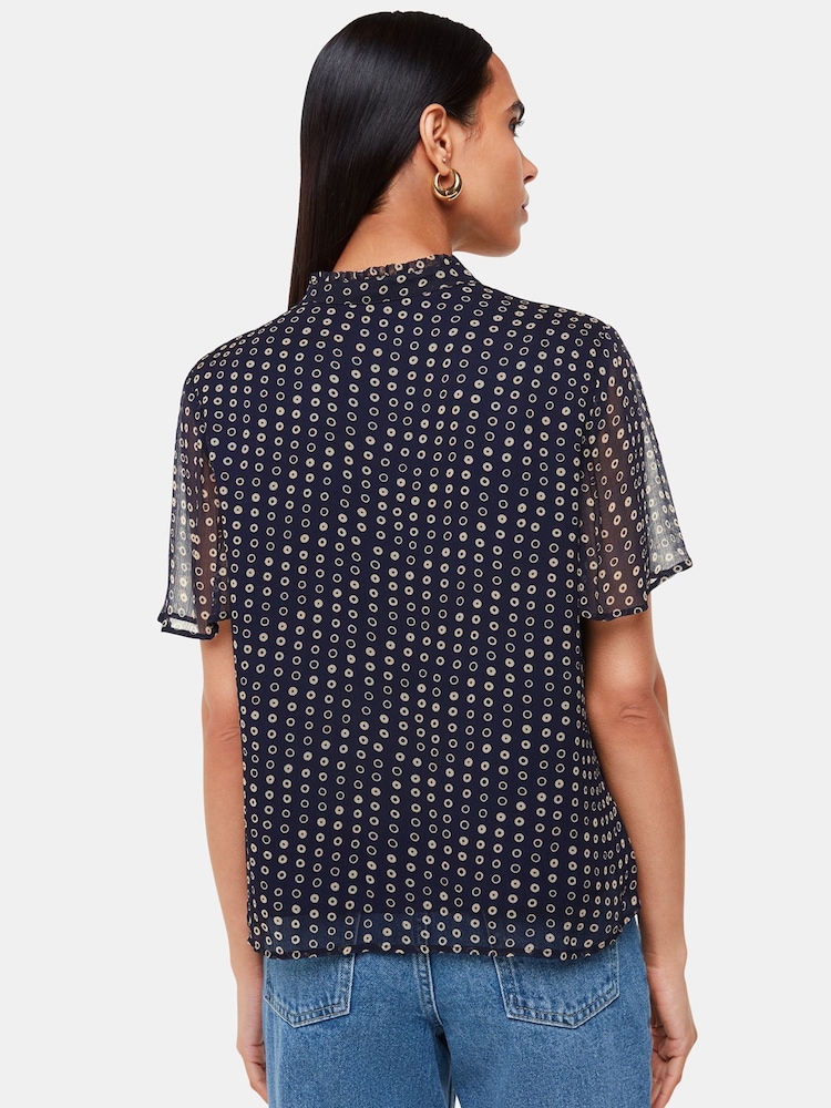 Whistles Blue Spotted Hoop Frill Blouse - Image 2 of 5