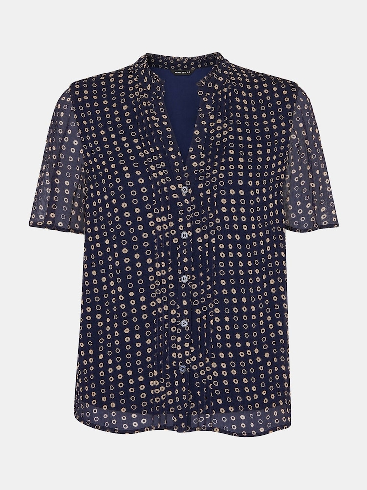 Whistles Blue Spotted Hoop Frill Blouse - Image 5 of 5