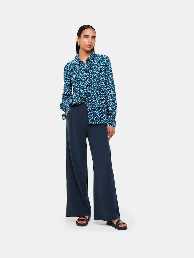 Whistles Blue Pastel Leopard Print Shirt - Image 1 of 5 Whistles Blue Pastel Leopard Print Shirt - Image 1 of 5