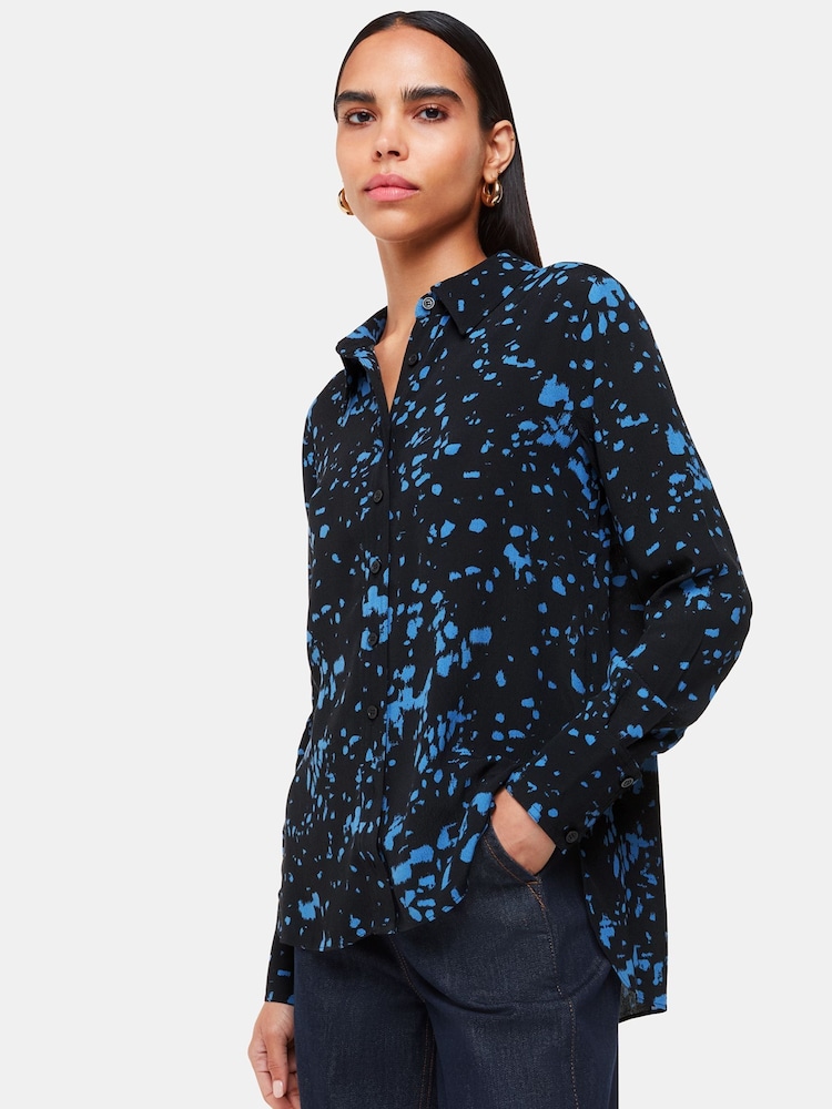Whistles Smudged Spot Print Black Shirt - Image 1 of 5 Whistles Smudged Spot Print Black Shirt - Image 1 of 5