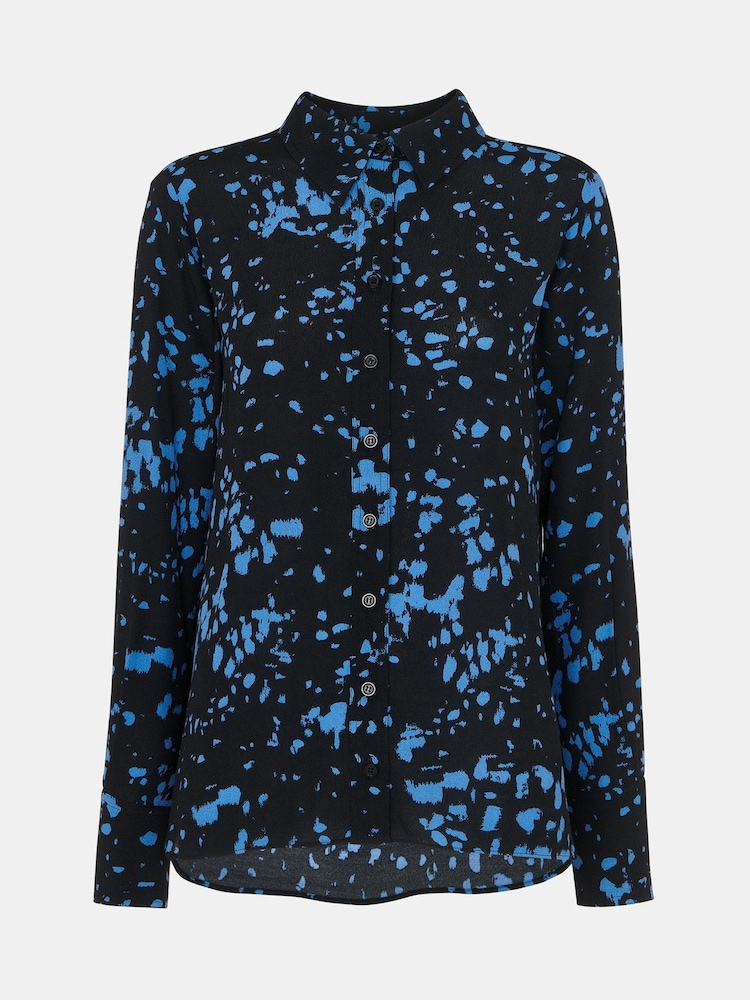 Whistles Smudged Spot Print Black Shirt - Image 5 of 5