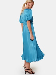 Whistles Blue Delilah Satin Pleat Dress - Изображение 2 из 5