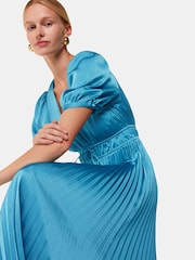 Whistles Blue Delilah Satin Pleat Dress - Изображение 3 из 5