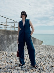 Whistles Blue Joss Sleeveless Blazer - Image 1 of 6