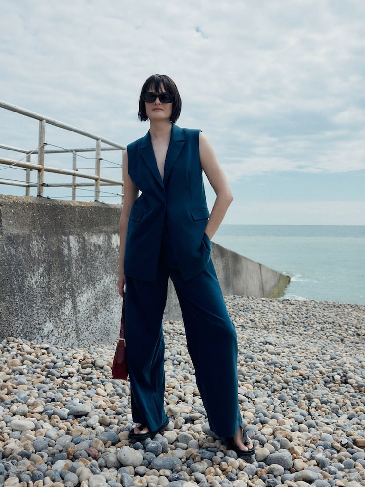 Whistles Blue Joss Sleeveless Blazer - Image 1 of 6