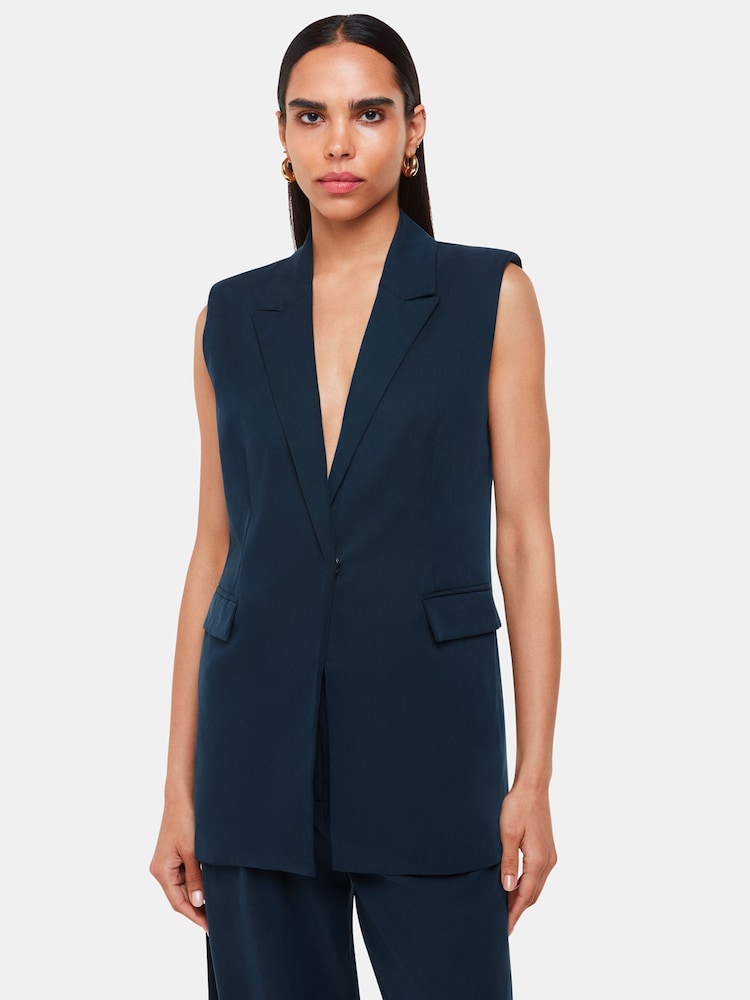 Whistles Blue Joss Sleeveless Blazer - Image 2 of 6