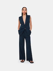 Whistles Blue Joss Sleeveless Blazer - Image 4 of 6