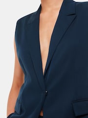 Whistles Blue Joss Sleeveless Blazer - Image 5 of 6