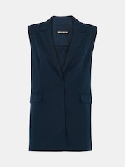 Whistles Blue Joss Sleeveless Blazer - Image 6 of 6