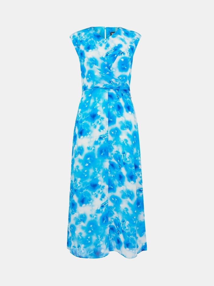 Whistles Blue Sprayed Flowers Daina Dress - Image 5 of 5
