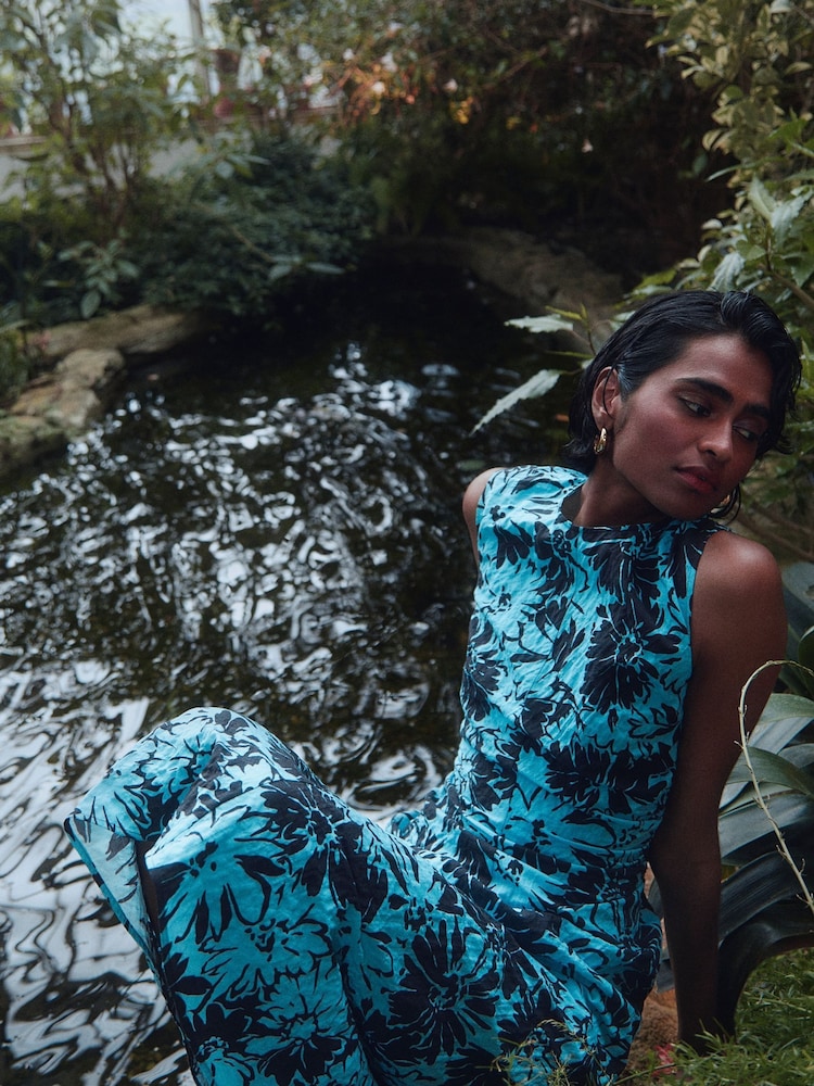 Whistles Oversized Blue Pansy Lori Dress - Image 1 of 6 Whistles Oversized Blue Pansy Lori Dress - Image 1 of 6
