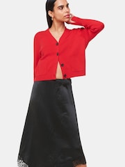 Whistles Lace Trim Midi Black Skirt - Image 2 of 5