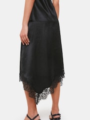 Whistles Lace Trim Midi Black Skirt - Image 3 of 5