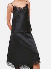 Whistles Lace Trim Midi Black Skirt - Image 4 of 5