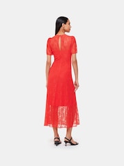 Whistles Orange Fay Lace Midi Dress - Image 2 of 5