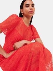 Whistles Orange Fay Lace Midi Dress - Image 4 of 5