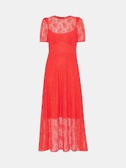 Whistles Orange Fay Lace Midi Dress - Image 5 of 5