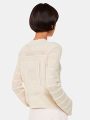 Whistles White Crochet Detail Knit 100% Cotton Jumper - Image 2 of 5
