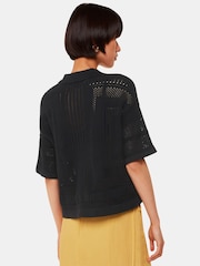 Whistles Black Crochet Knitted 100% Cotton Shirt - Image 2 of 4