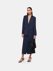 Whistles Blue Pinstripe Tailored Midi Skirt - Image 1 of 5