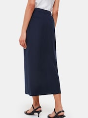 Whistles Blue Pinstripe Tailored Midi Skirt - Image 2 of 5