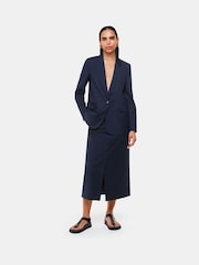 Whistles Blue Pinstripe Tailored Midi Skirt - Image 3 of 5