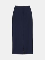 Whistles Blue Pinstripe Tailored Midi Skirt - Image 5 of 5