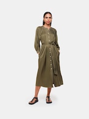 Whistles Green Mabel Topstitch Dress - Image 1 of 5