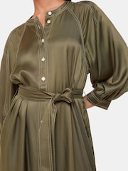 Whistles Green Mabel Topstitch Dress - Image 3 of 5
