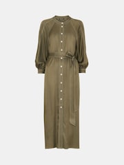 Whistles Green Mabel Topstitch Dress - Image 5 of 5