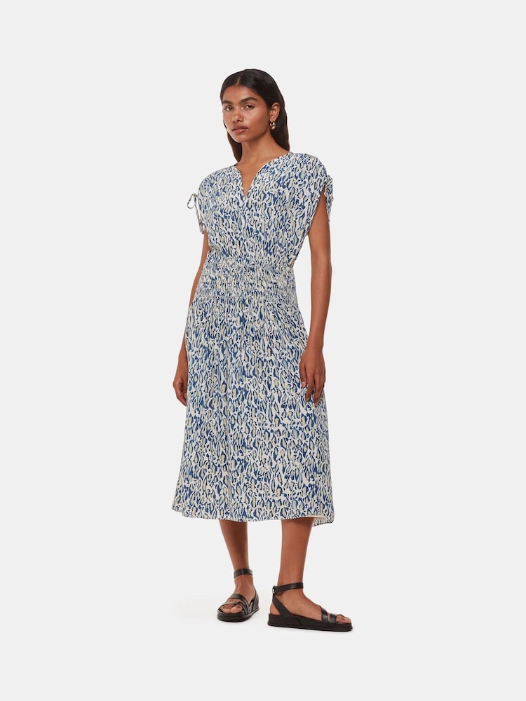 Whistles White Petite Flaming Leopard Print Dress - Image 1 of 5 Whistles White Petite Flaming Leopard Print Dress - Image 1 of 5