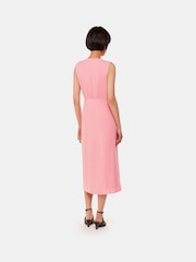 Whistles Pink Abbie Zip Front Midi Dress with Linen - Image 2 of 5