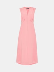 Whistles Pink Abbie Zip Front Midi Dress with Linen - Image 5 of 5