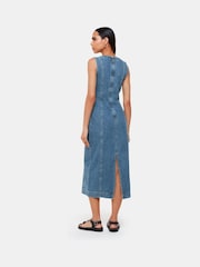 Whistles Blue Whistles Blue 100% Cotton Sleeveless Denim Midi Dress - Image 3 of 6