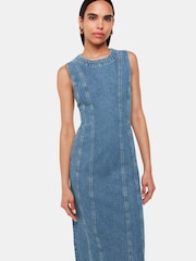 Whistles Blue Whistles Blue 100% Cotton Sleeveless Denim Midi Dress - Image 4 of 6