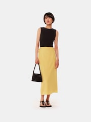 Whistles Yellow Josie Tie Side Detail Skirt with Linen - Image 1 of 4