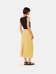 Whistles Yellow Josie Tie Side Detail Skirt with Linen - Image 2 of 4