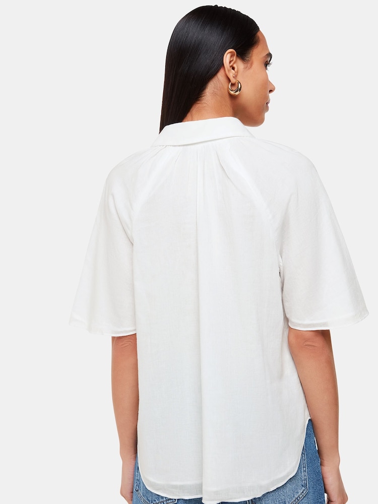 Whistles White Mia Short Sleeve 100% Cotton Shirt - Image 2 of 5