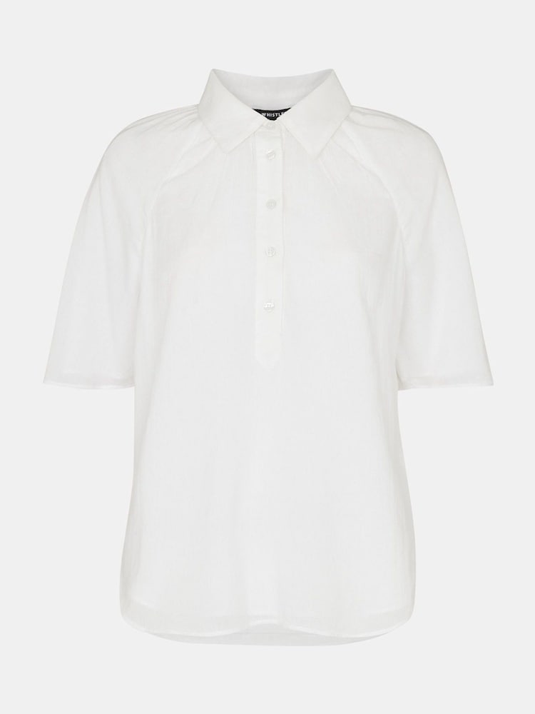 Whistles White Mia Short Sleeve 100% Cotton Shirt - Image 5 of 5