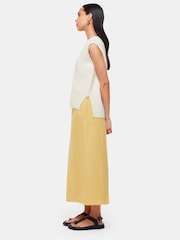 Whistles Cotton Textured V-Neck White Tank - Image 2 of 5